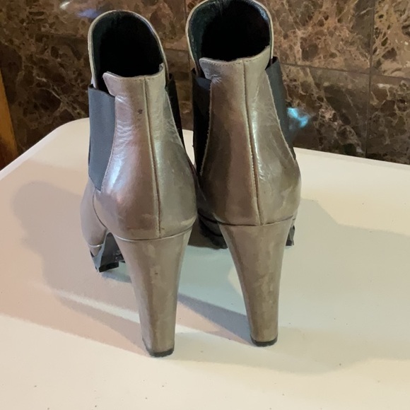 All Saints Leather Platform Chelsea Peep Toe Booties SZ 38 - Picture 5 of 6